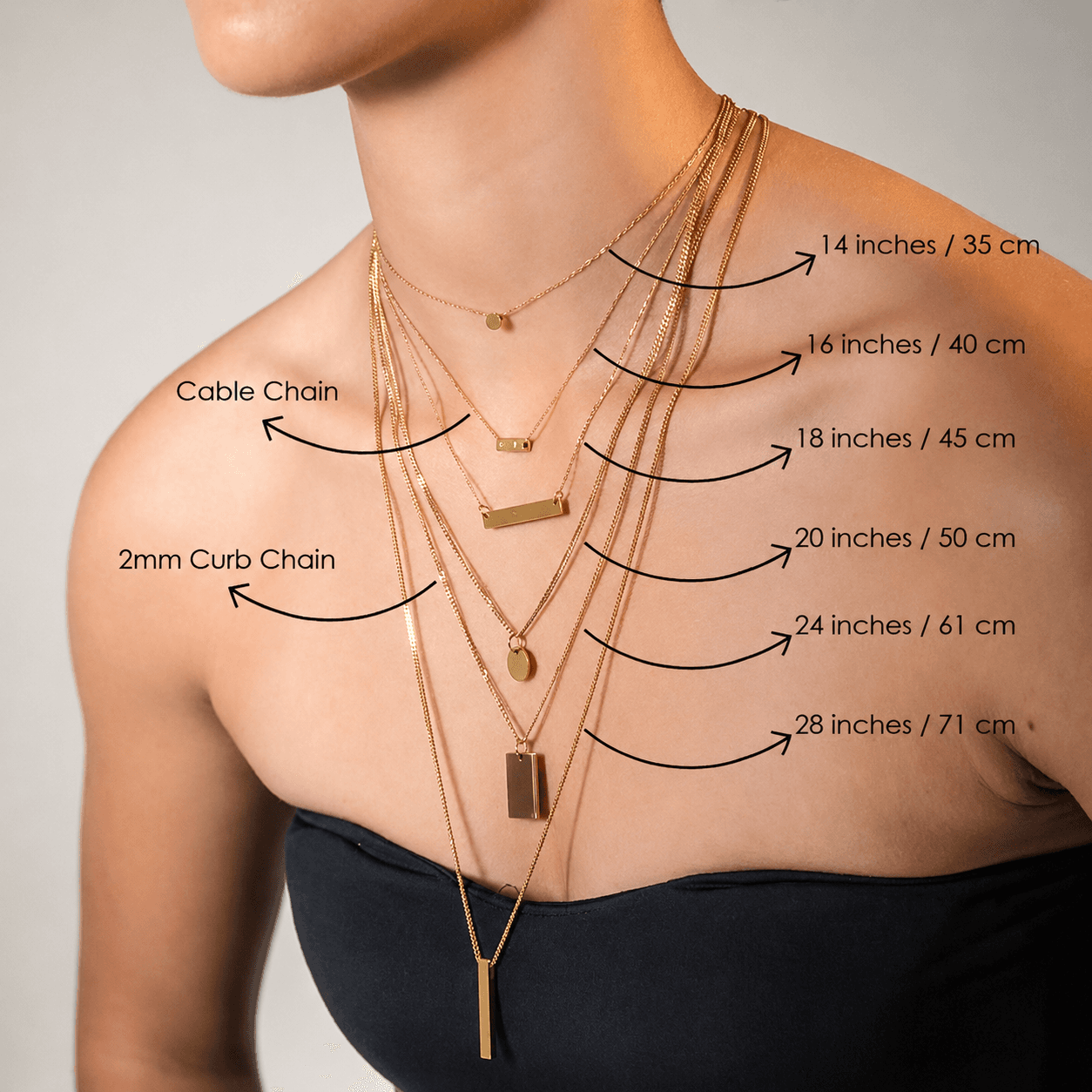 Necklace lengths diagram
